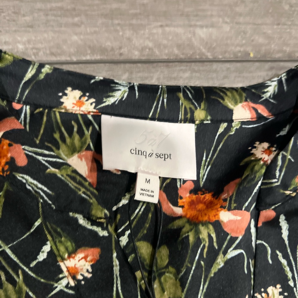 Cinq à Sept Black top with Orange Floral Design - Picture 7 of 8